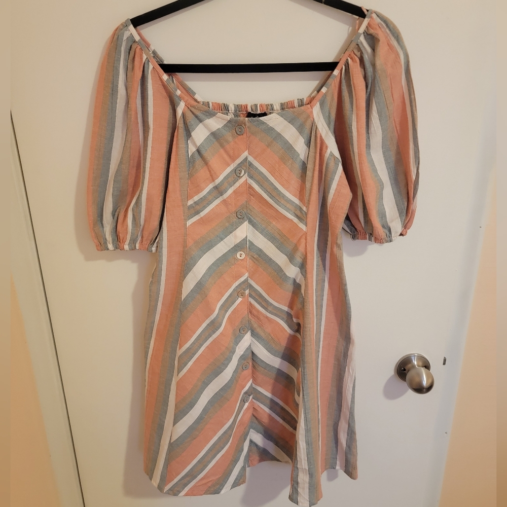 Angie Babydoll Dress Womens Small Puff Sleeve Coquette Barbiecore Milkmaid Y2K